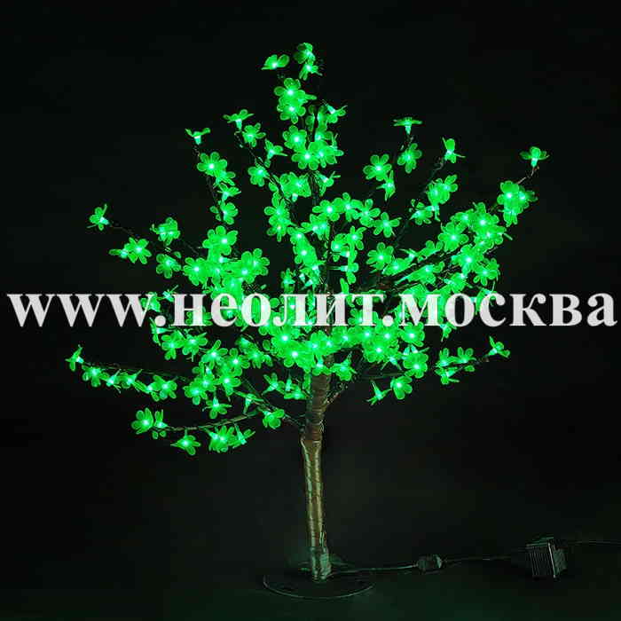 вишневый куст зеленый светящийся, световой куст 80 см, световое дерево с цветами, светодиодный куст, купить светодиодный куст, светящийся куст цена, светодиодное дерево фото, светящиеся деревья, световые деревья, светодиодные деревья