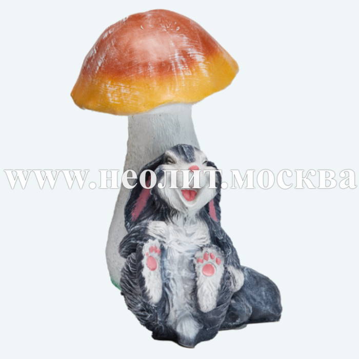 новинка 2021, фигура зайчик под грибом, фигура для дачи заяц, декоративная фигура заяц, интерьерная фигура заяц, купить фигуру зайца, фигура заяц фото, фигура заяц цена, садовая фигура