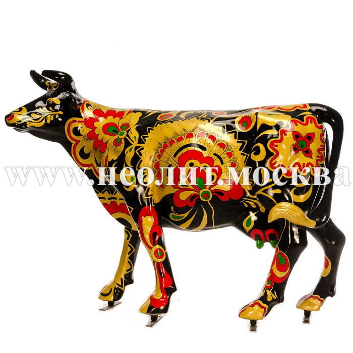 новинка 2021, фигура корова, интерьерная фигура корова, декоративная фигура корова, садовая фигура корова, купить фигуру корова, фигура корова фото, фигура корова цена, корова хохлома, фигура корова стеклопластик