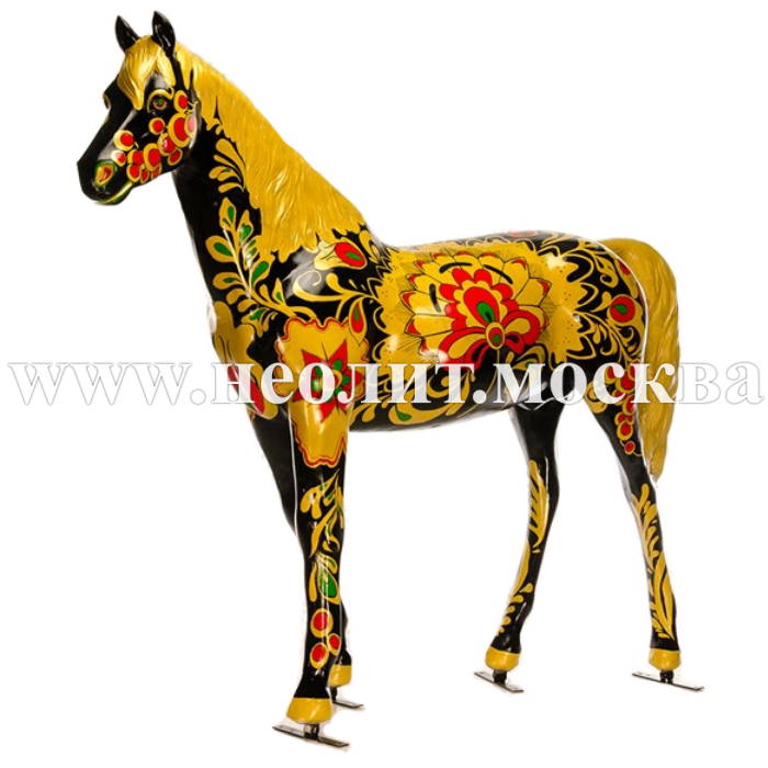 новинка 2021, фигура конь, интерьерная фигура конь, декоративная фигура конь, садовая фигура конь, купить фигуру конь, фигура конь фото, фигура конь цена, конь хохлома, фигура конь стеклопластик