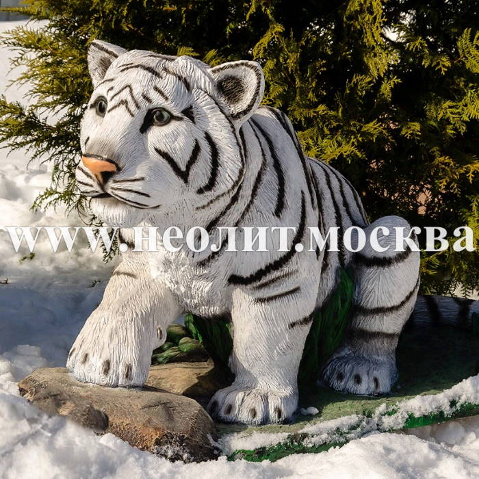 новинка 2021, фигура белый тигренок, большая фигура тигренок, садовая фигура тигренок, декоративная фигура тигренок, купить фигуру тигренка, фигура тигренок фото, фигура тигренок цена