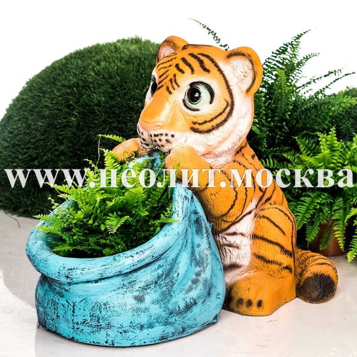 фигура кашпо тигренок, фигура тигренок, садовая фигура тигренок, декоративная фигура тигренок, купить фигуру тигренка, фигура тигренок фото, фигура тигренок цена